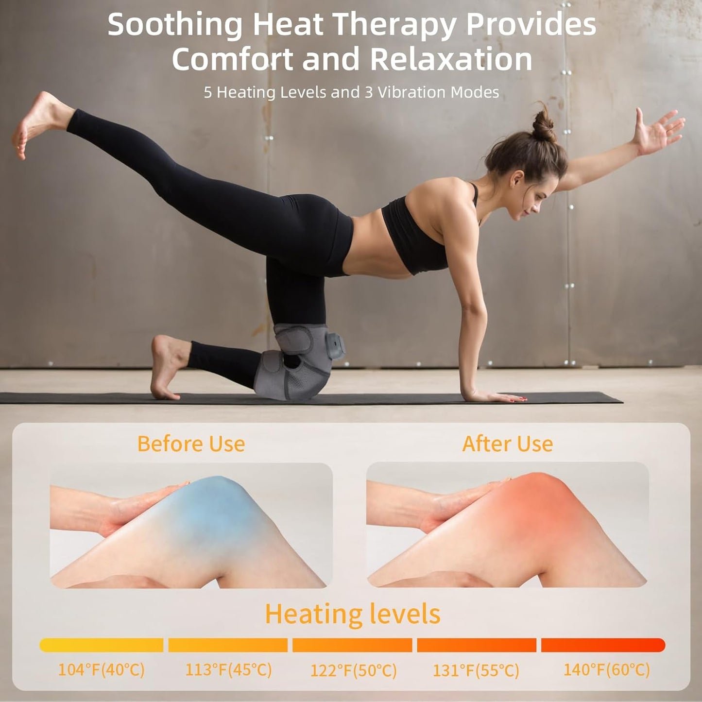 Cordless Knee Massager with Heat, Knee Shoulder Elber 3-In-1