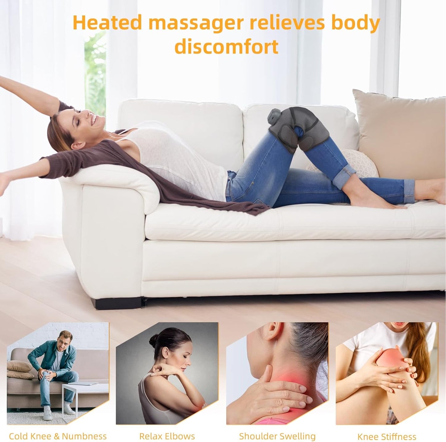 Cordless Knee Massager with Heat, Knee Shoulder Elber 3-In-1