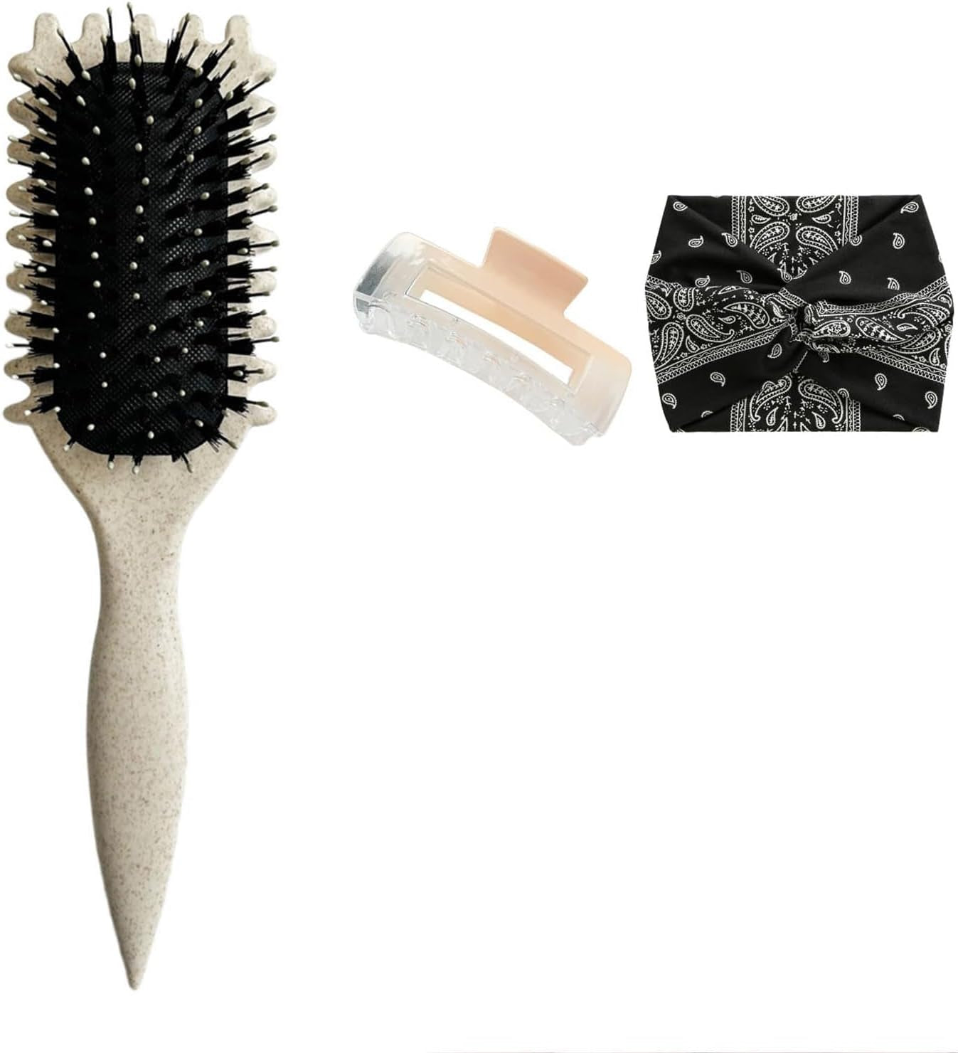 Boar Bristle Curl Defining Brush – Including Hair Grab and Headband