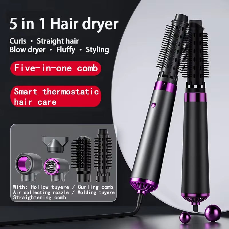 5-in-1 Hot Air Hair Brush– Dry, Curl, Straighten & Style Like a Pro