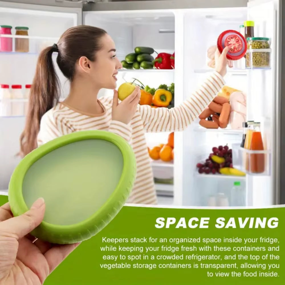 Fresh-Keeping Silicone Food Containers – Stackable, Leak-Proof for Fruits and Veggies!