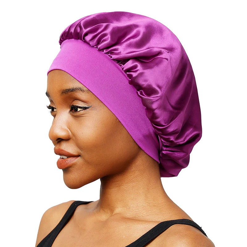 Elegant Satin Sleep Bonnet – Wide Brim & Ultimate Comfort