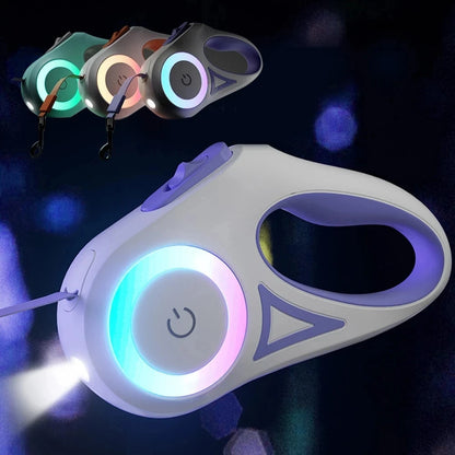 Retractable LED Dog Leash with Flashlight – Light Up Night Walks