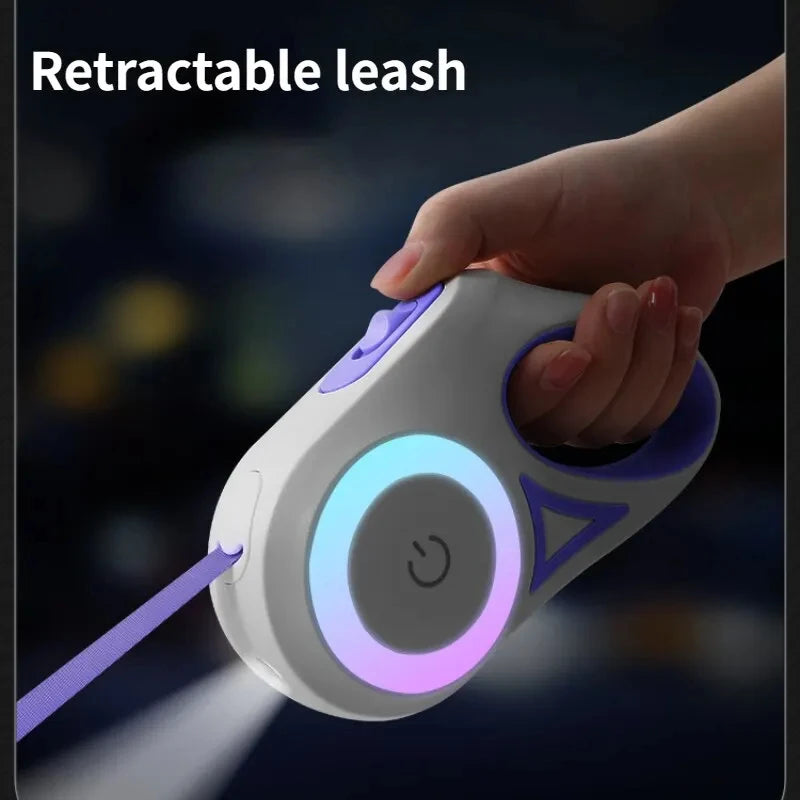 Retractable LED Dog Leash with Flashlight – Light Up Night Walks