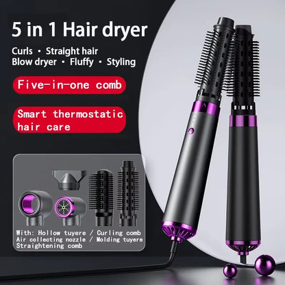 5-in-1 Hot Air Hair Brush– Dry, Curl, Straighten & Style Like a Pro